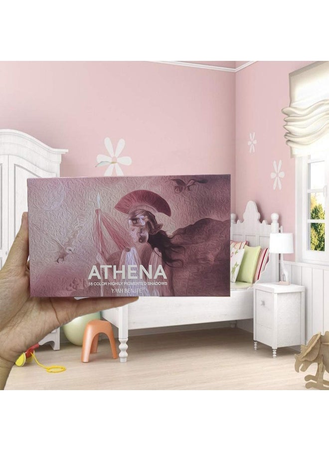 18 Color Nude Eyeshadow Palette, High Pigment Shimmer Matte Glitter Eyeshadow Makeup Palette Neutral Eyeshadow Pallet Long Lasting Waterproof Cruelty-free, ATHENA