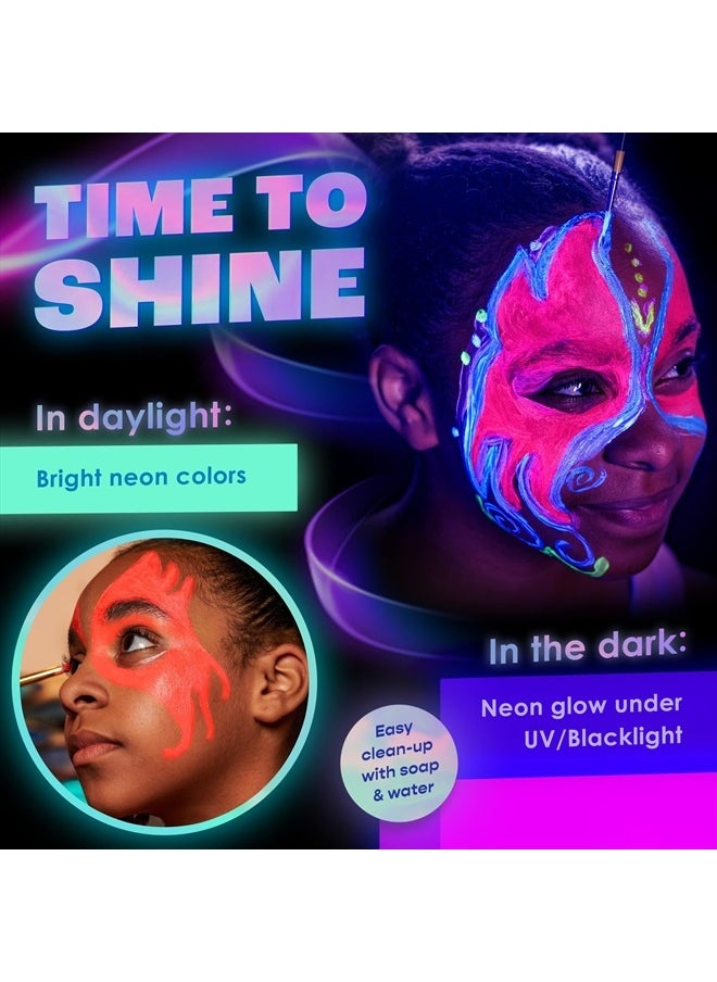 8 x UV Body Paint Set | Black Light Glow Makeup Kit | Fluorescent Face Paints for Halloween Blacklight Bodypainting