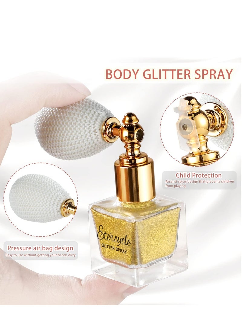 Etercycle Gold Body Glitter Spray, Shimmering Spray Powder Sparkle Powder, Cosmetic Shimmer Makeup Glitter for Hair and Body Face Clothes Nail Art Craft Design Easter Christmas Halloween Crafts