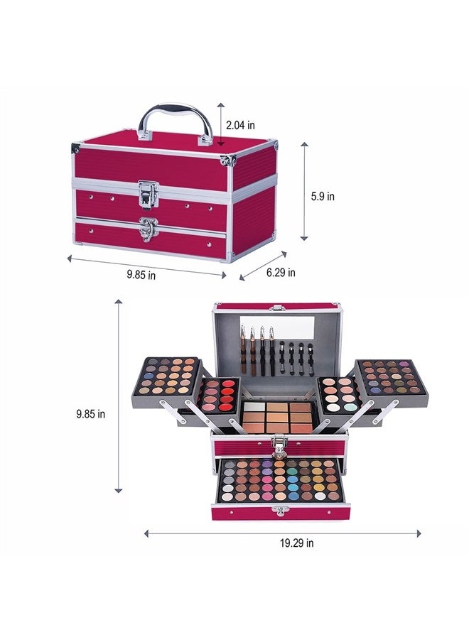 All In One 132 Color Makeup Kit, Professional Case, Teen Girls Set, Multicolor Eyeshadow Palette (006N1-Pink)