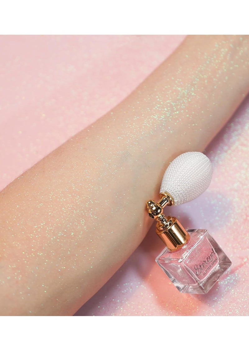 Etercycle Pink Body Glitter Spray, Shimmering Spray Powder Sparkle Powder, Cosmetic Shimmer Makeup Glitter for Hair and Body Face Clothes Nail Art Craft Design Easter Christmas Halloween Crafts