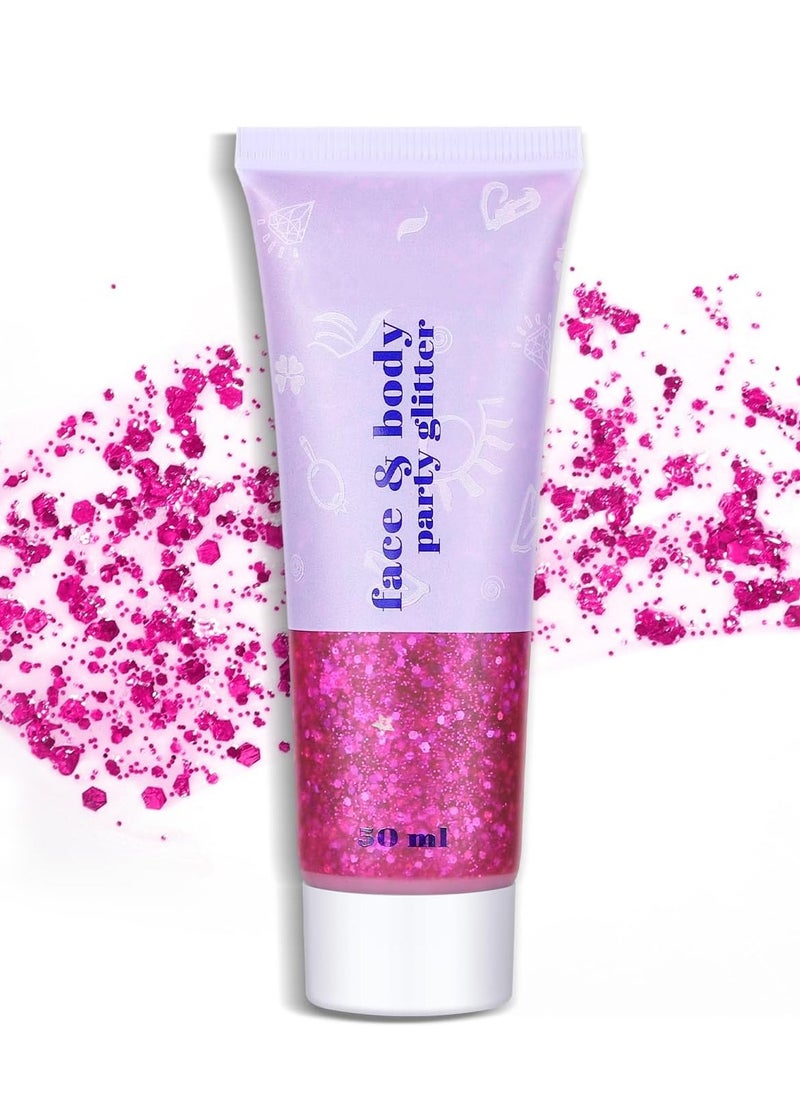 Long Lasting Rose Body Glitter Holographic Sparkling Cosmetic Grade Chunky Glitter for Face Hair (Rose)