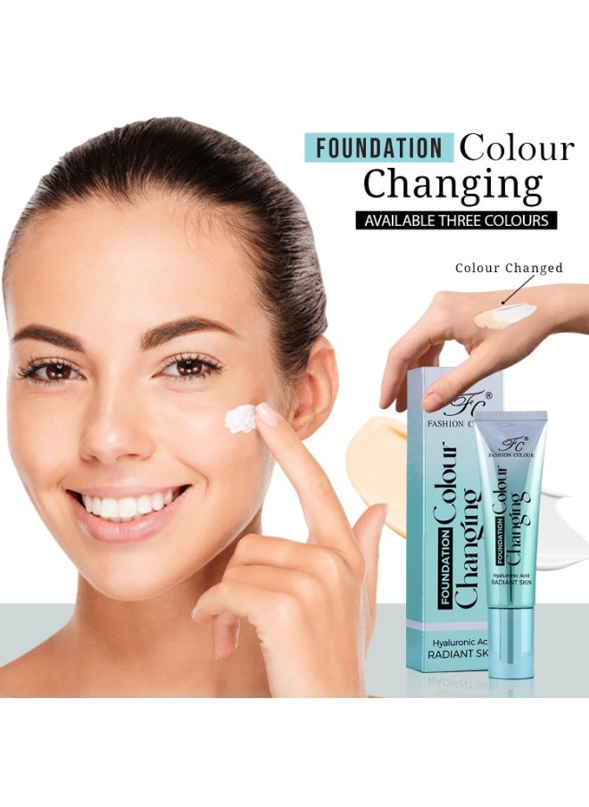 Color Changing Foundation 40g Satin Finish Long Lasting Waterproof with Hyaluronic Acid Ivory