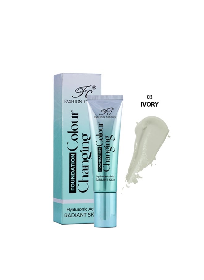 Color Changing Foundation 40g Satin Finish Long Lasting Waterproof with Hyaluronic Acid Ivory