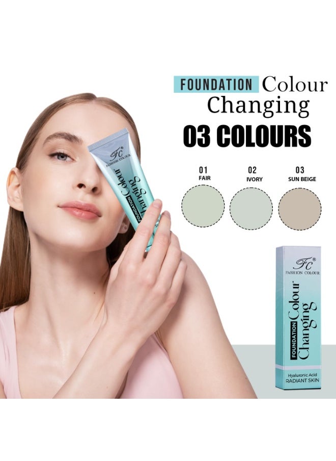 Color Changing Foundation 40g Satin Finish Long Lasting Waterproof with Hyaluronic Acid Ivory