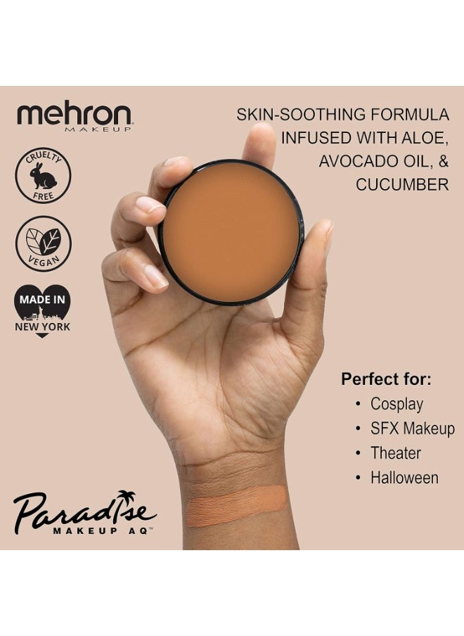 Mehron Makeup Paradise Makeup AQ Pro Size | Stage & Screen, Face & Body Painting, Special FX, Beauty, Cosplay, and Halloween | Water Activated Face Paint & Body Paint 1.4 oz (40 g) (Light Brown)