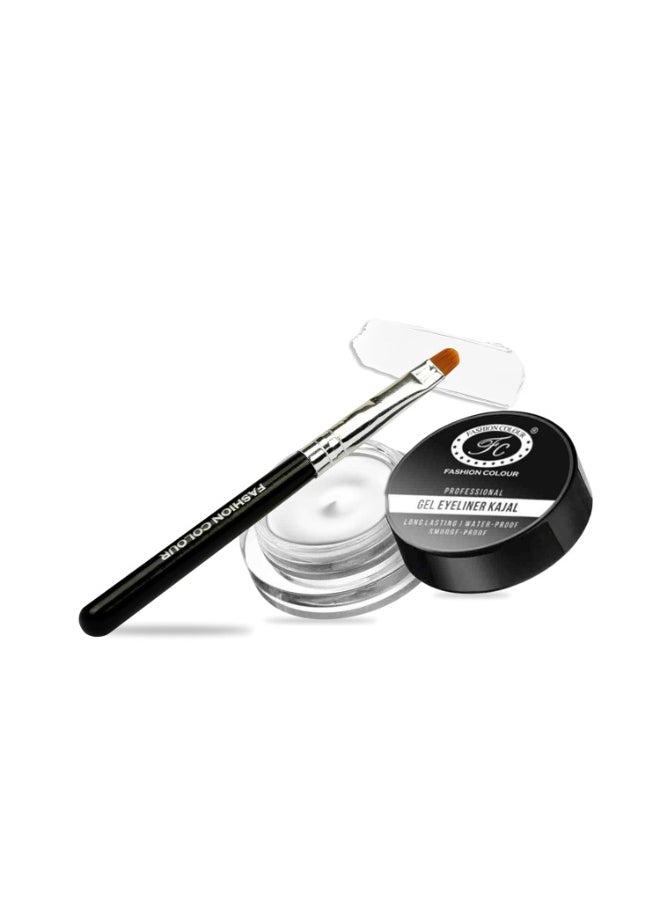 Professional Gel Eyeliner Kajal Long Lasting Waterproof Smudge-Proof Smooth Gliding 6g (White)