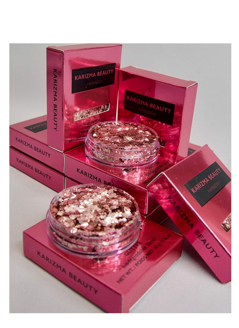 Harmony Biodegradable Chunky Glitter - Karizma Beauty Baby Pink Bio Eco Face Festival Glitter 10g