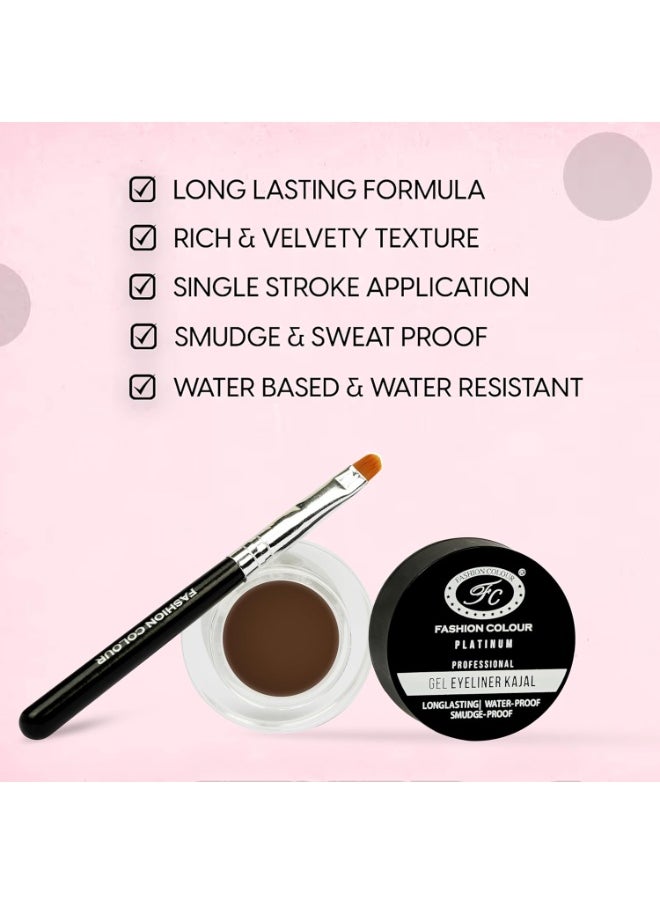 Professional Gel Eyeliner Kajal Long Lasting Waterproof Smudge-Proof Smooth Gliding 6g (Brown)