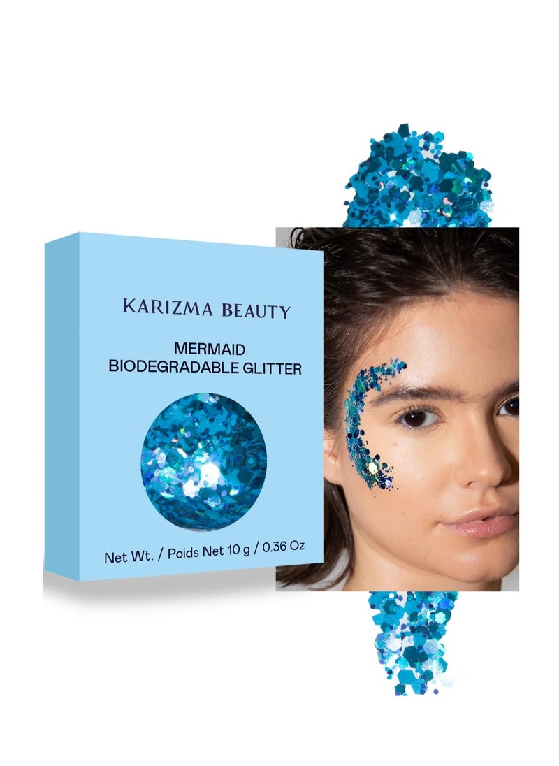 Mermaid Biodegradable Chunky Glitter // Karizma Beauty Bio Glitter Eco Glitter Face Glitter 10g