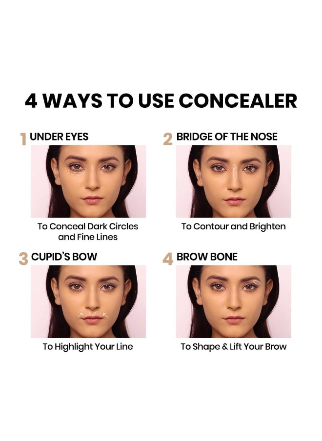 Concealer comes with Natural Matte Finish & Blendable High Coverage Formula, Waterproof & Lightweight, Shade 03 Light Medium, 6ml