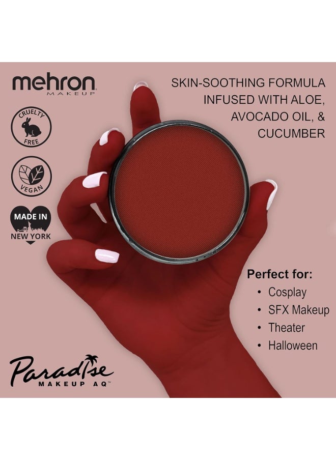 Mehron Makeup Paradise Makeup AQ Pro Size | Stage & Screen, Face & Body Painting, Special FX, Beauty, Cosplay, and Halloween | Water Activated Face Paint & Body Paint 1.4 oz (40 g) (Red)