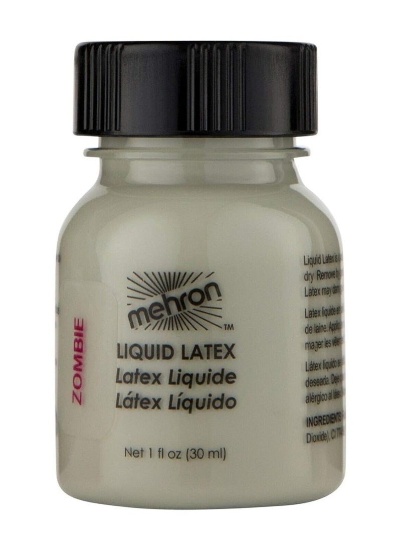 Mehron Makeup Liquid Latex | SFX Makeup | Halloween Latex Makeup | Latex Glue for Skin | Prosthetic Glue 1 fl oz (30 ml) (Zombie Flesh)