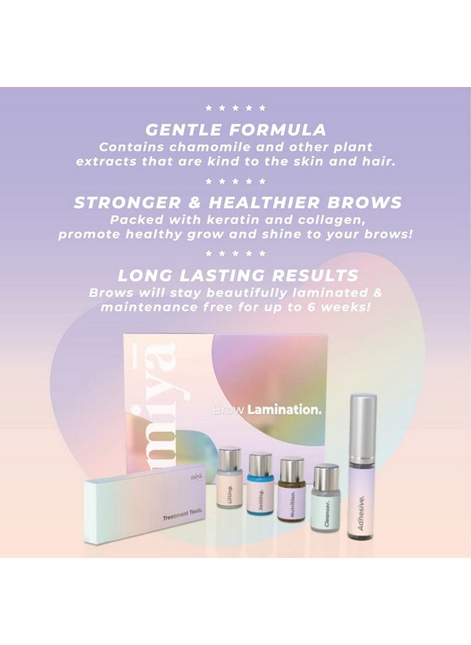 MIYA LASH Brow Lamination Kit | Professional Eyebrow Lamination with Keratin | DIY Brow Lift Kit | Fuller, Thicker Brows for 6 weeks | Includes Easy to Use Instruction, Treatment Tools & Brushes