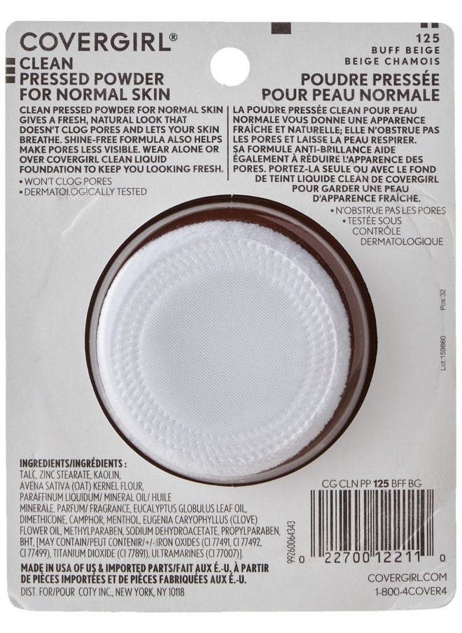 Covergirl Clean Pressed Powder Foundation, 125 Buff Beige, 0.39 Fl Oz