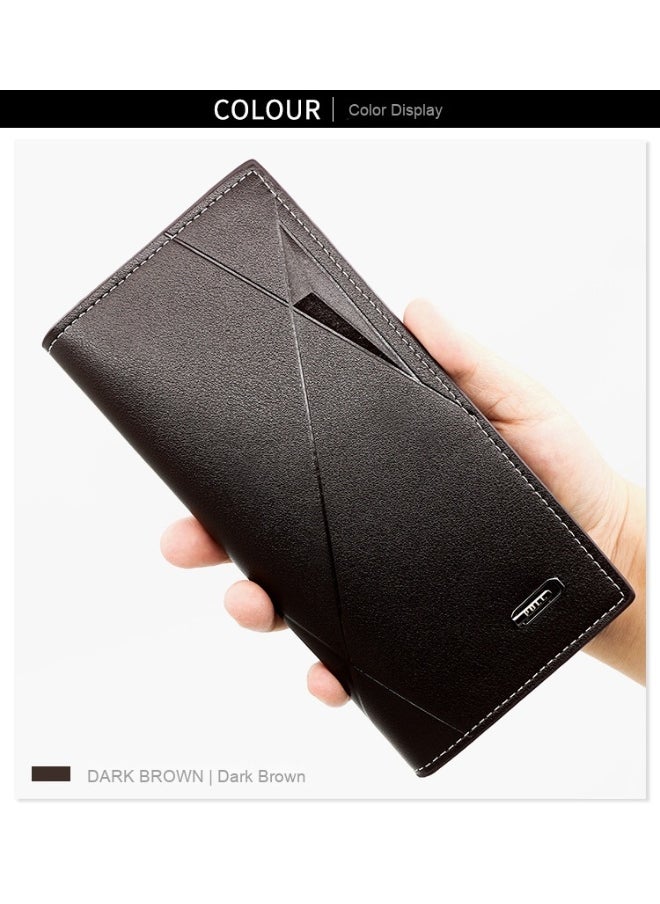 Men's Wallet Business Long Men's Wallet Solid Color Pu Leather Letter 3 Fold Wallet Money Clip