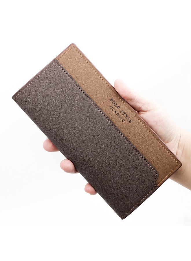 Men's Wallet Simple Business Large Capacity Multi-card Dual Color 3 Fold Long Wallet