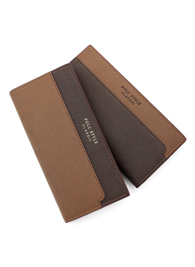 Men's Wallet Simple Business Large Capacity Multi-card Dual Color 3 Fold Long Wallet