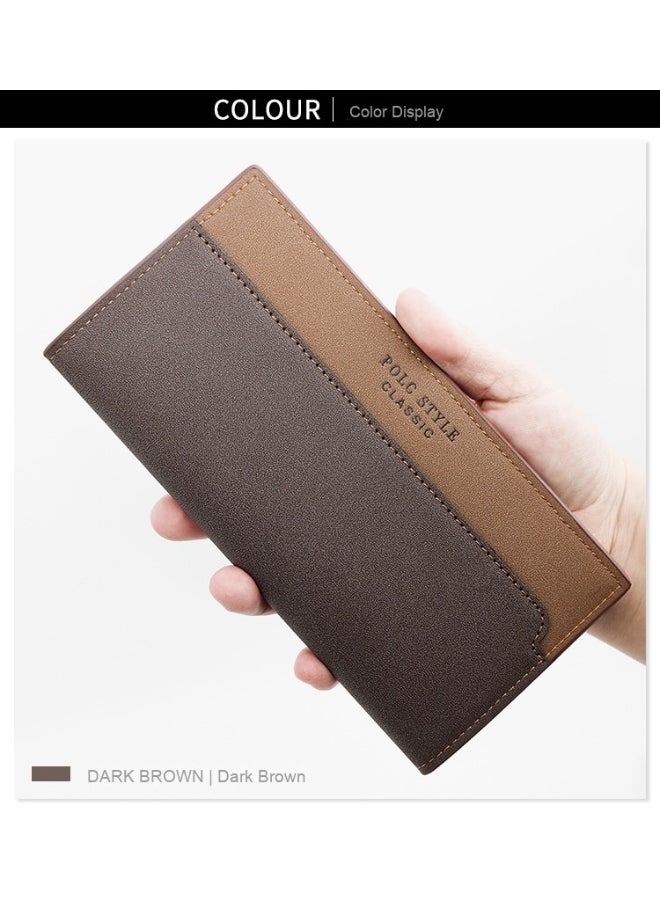 Men's Wallet Simple Business Large Capacity Multi-card Dual Color 3 Fold Long Wallet