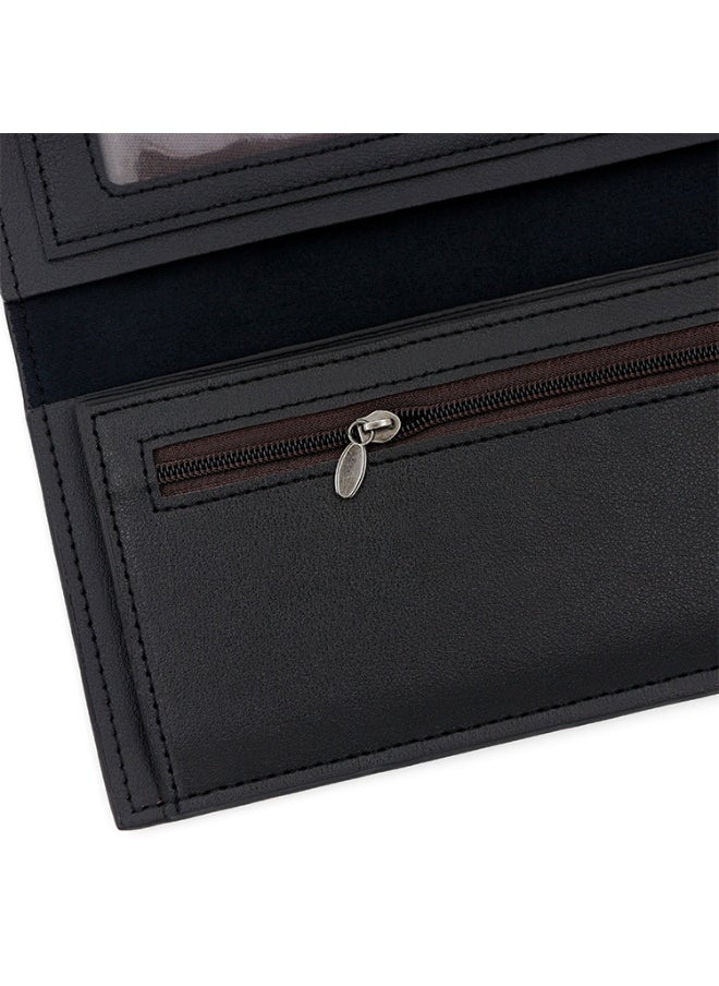 Men's Wallet Simple Business Large Capacity Multi-card Dual Color 3 Fold Long Wallet