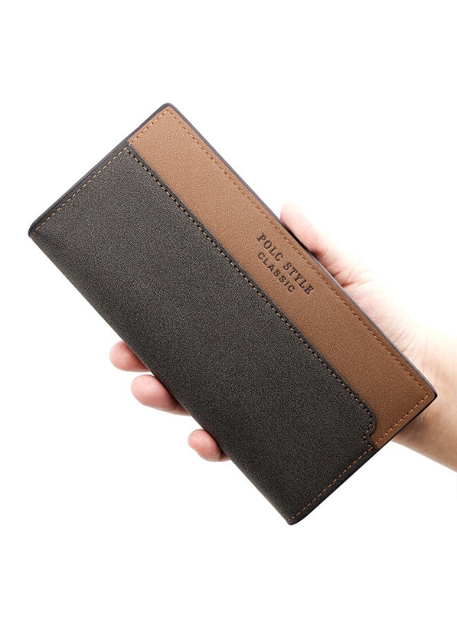 Men's Wallet Simple Business Large Capacity Multi-card Dual Color 3 Fold Long Wallet
