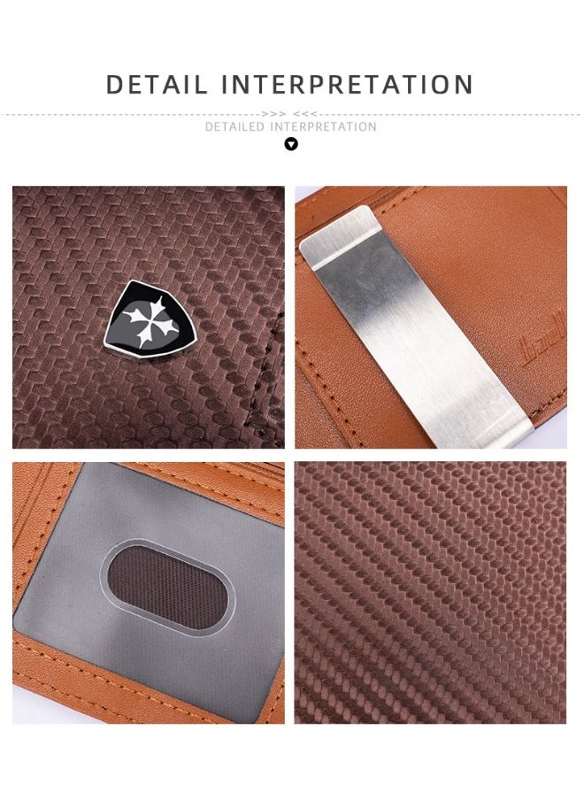 Men's Card Bag Carbon Fiber RFID Anti-degaussing Dollar Wallet Business Multi-card Purse
