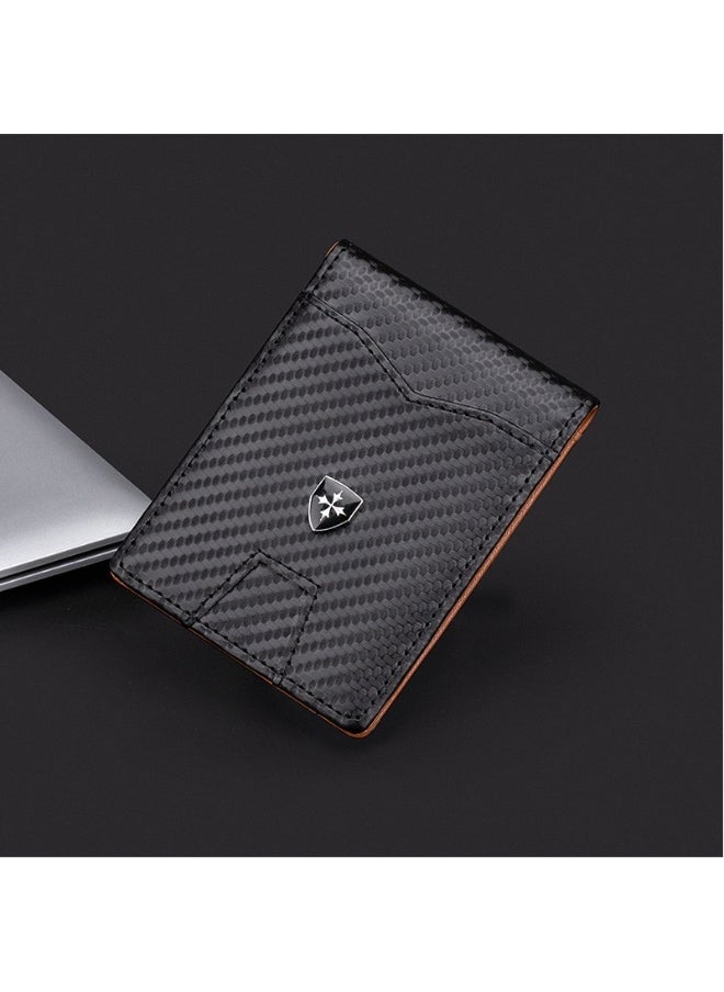 Men's Card Bag Carbon Fiber RFID Anti-degaussing Dollar Wallet Business Multi-card Purse