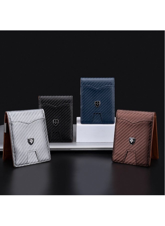 Men's Card Bag Carbon Fiber RFID Anti-degaussing Dollar Wallet Business Multi-card Purse