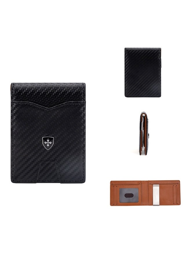 Men's Card Bag Carbon Fiber RFID Anti-degaussing Dollar Wallet Business Multi-card Purse