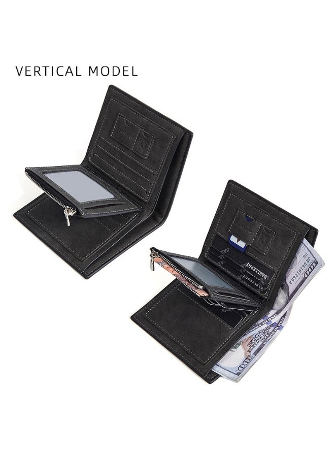 Men's Wallet Business Multi-function Short Wallet Zipper Multi-function Wallet for Men