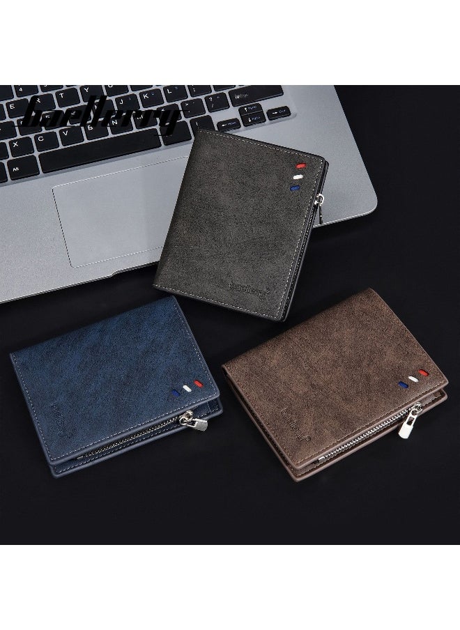 Men's Wallet Business Multi-function Short Wallet Zipper Multi-function Wallet for Men