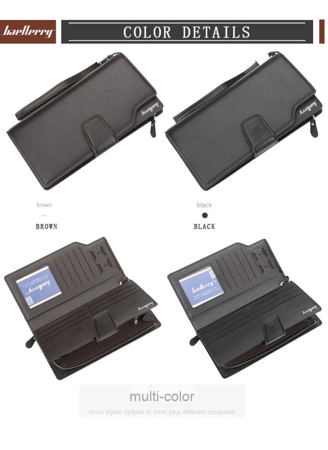 Men's Handbag Business Korean Advanced Sense Long Wallet PU Large Capacity Zipper Wallet