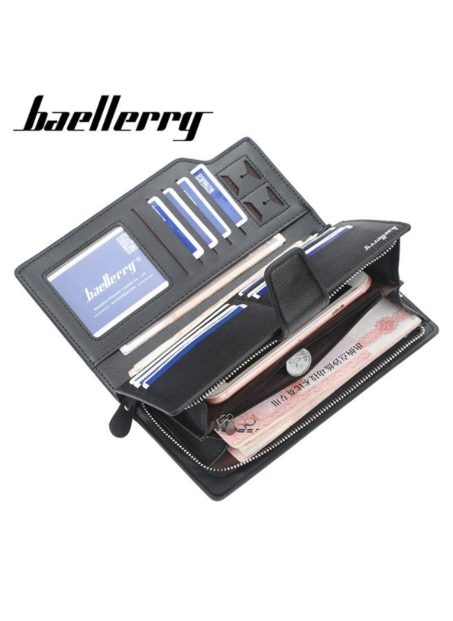 Men's Handbag Business Korean Advanced Sense Long Wallet PU Large Capacity Zipper Wallet