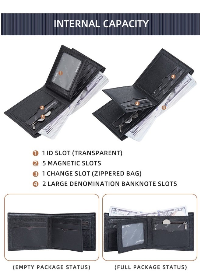 Men's Short Wallet Three Fold Anti-magnetic Anti-theft Brush Multi-card Wallet Business Coin Wallet