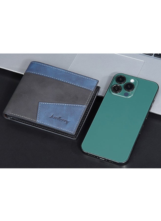 Men's Short Wallet Three Fold Anti-magnetic Anti-theft Brush Multi-card Wallet Business Coin Wallet