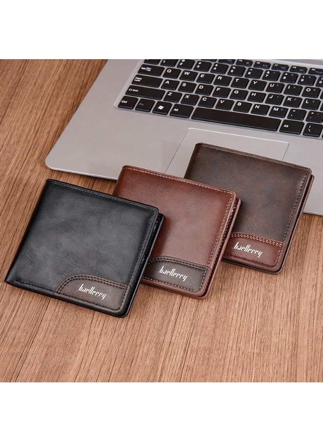 Men's Wallet Business Zipper Premium Sense Wallet Short Button Multi-card Coin Wallet