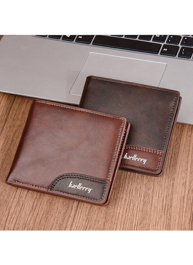 Men's Wallet Business Zipper Premium Sense Wallet Short Button Multi-card Coin Wallet