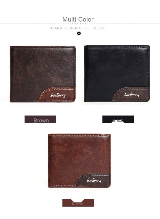 Men's Wallet Business Zipper Premium Sense Wallet Short Button Multi-card Coin Wallet