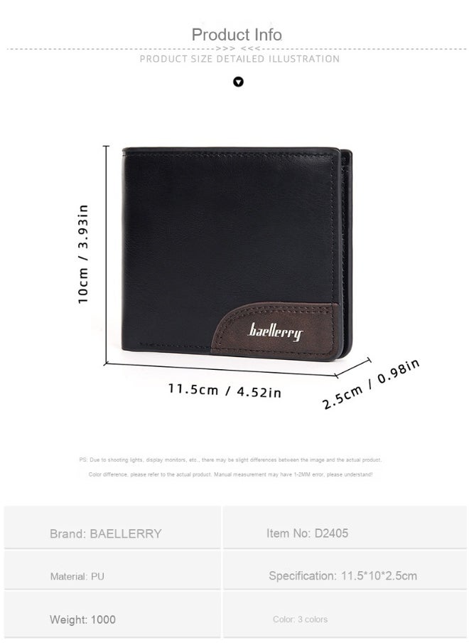 Men's Wallet Business Zipper Premium Sense Wallet Short Button Multi-card Coin Wallet