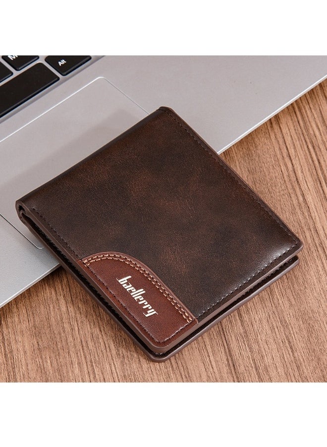 Men's Wallet Business Zipper Premium Sense Wallet Short Button Multi-card Coin Wallet