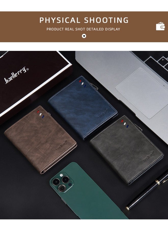 Men's Wallet Business Multi-function Short Wallet Zipper Multi-function Wallet for Men