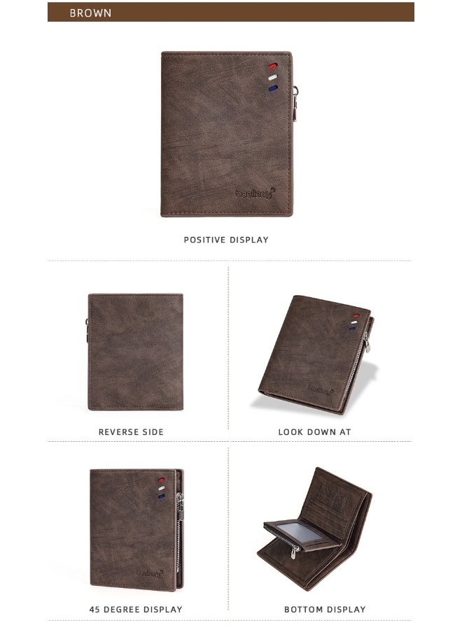 Men's Wallet Business Multi-function Short Wallet Zipper Multi-function Wallet for Men