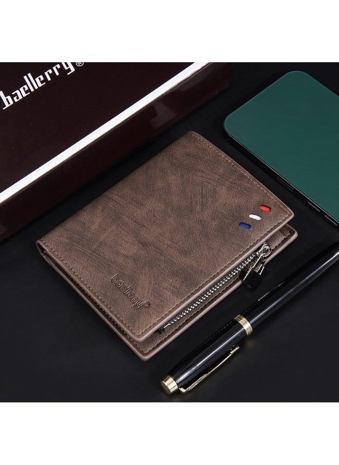 Men's Wallet Business Multi-function Short Wallet Zipper Multi-function Wallet for Men