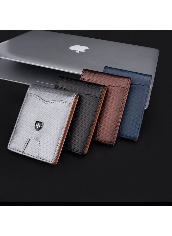 Men's Card Bag Carbon Fiber RFID Anti-degaussing Dollar Wallet Business Multi-card Purse