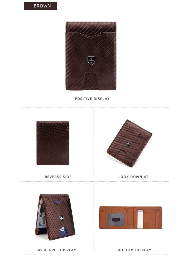 Men's Card Bag Carbon Fiber RFID Anti-degaussing Dollar Wallet Business Multi-card Purse