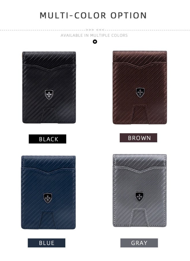 Men's Card Bag Carbon Fiber RFID Anti-degaussing Dollar Wallet Business Multi-card Purse