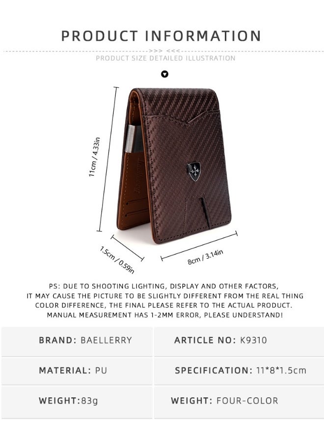 Men's Card Bag Carbon Fiber RFID Anti-degaussing Dollar Wallet Business Multi-card Purse