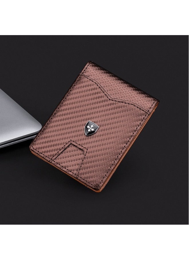 Men's Card Bag Carbon Fiber RFID Anti-degaussing Dollar Wallet Business Multi-card Purse