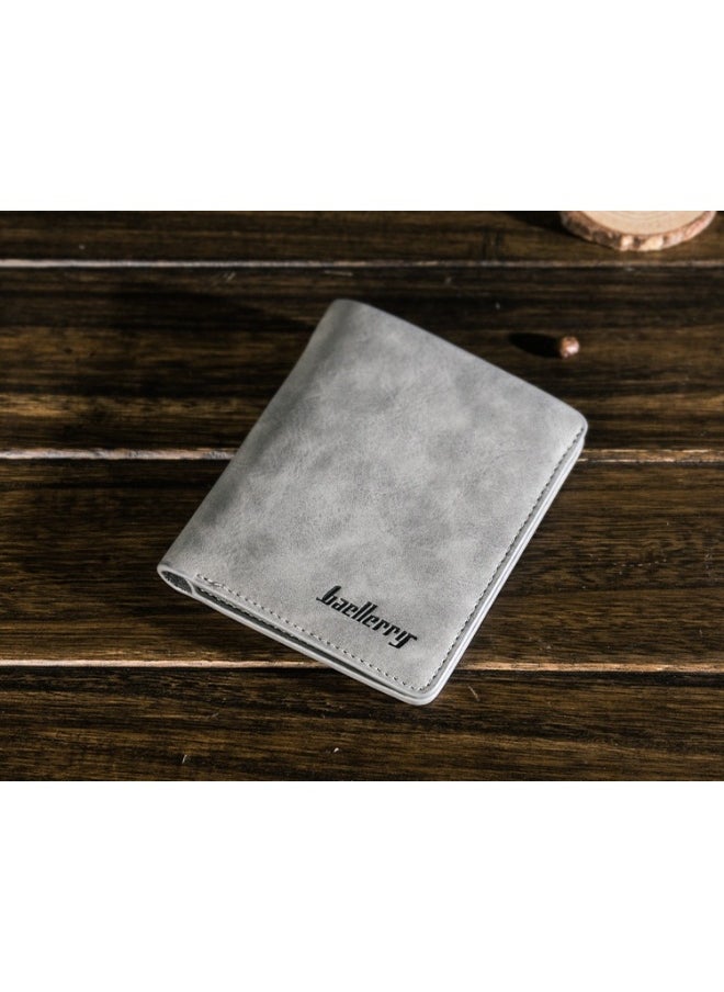 Men's Short Vintage Premium Matte Money Clip Two-fold Wallet Card Bag