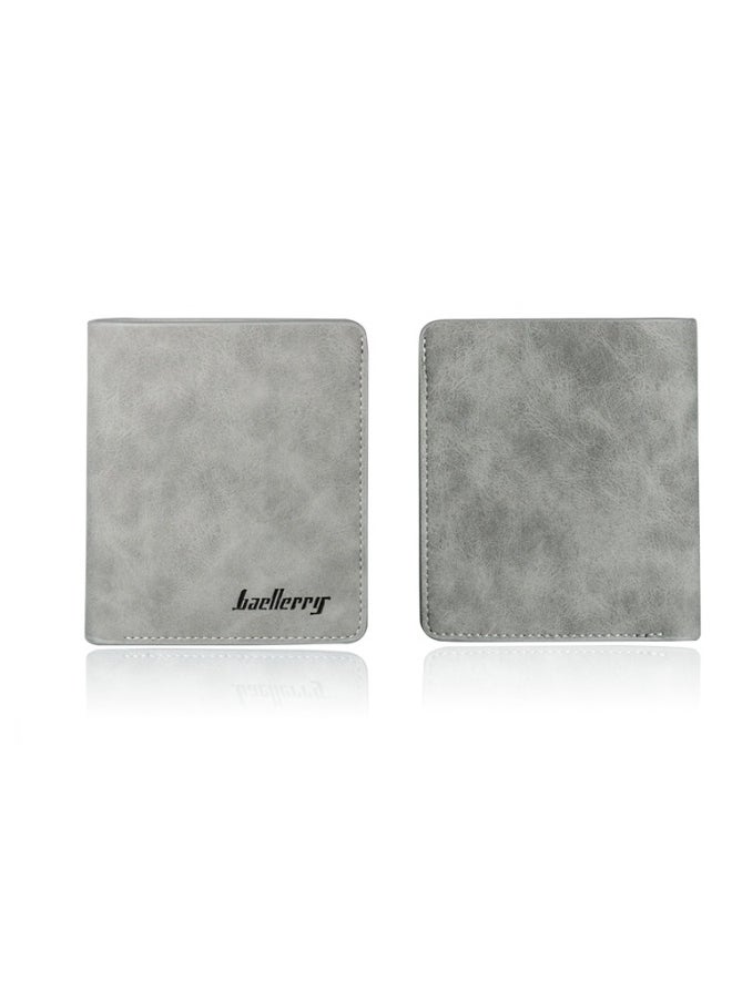 Men's Short Vintage Premium Matte Money Clip Two-fold Wallet Card Bag